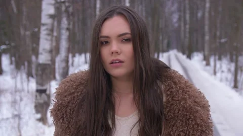 An Offended Girl is Looking at the Camera. Close-up Stock Footage 163466868