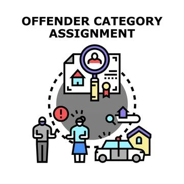 Offender category assignment and legal risk assessment Stock Illustration