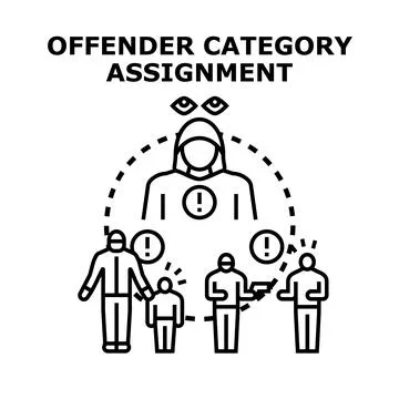 Offender category assignment identifying criminal behavior Stock Illustration