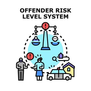 Offender risk level system evaluating public safety Stock Illustration