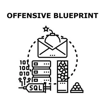 Offensive blueprint for cyber attack and data breach Stock Illustration