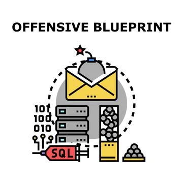 Offensive blueprint for cyber attack and data breach Stock Illustration