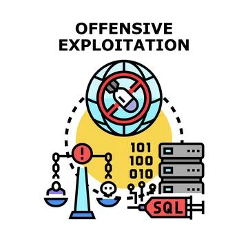 Offensive exploitation cyber attack digital security concept Stock Illustration