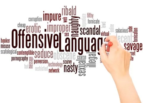 Offensive Language word cloud hand writing concept Stock Photos