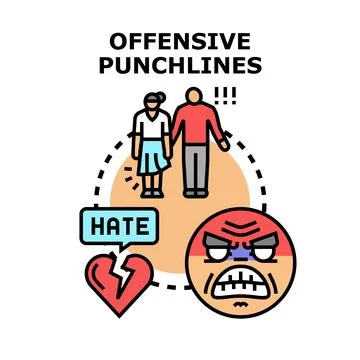 Offensive punchlines causing emotional harm and anger Stock Illustration