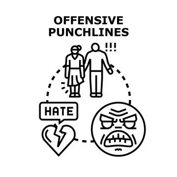 Offensive punchlines causing emotional harm and anger Stock Illustration