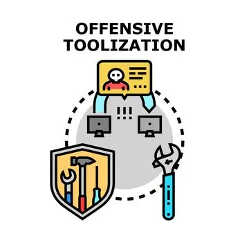 Offensive toolization concept illustrating cyber security threat Stock Illustration
