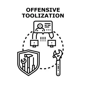 Offensive toolization concept illustrating cyber security threat Stock Illustration