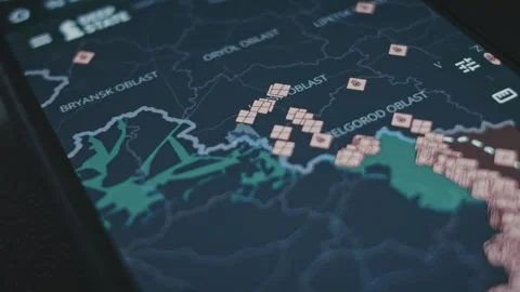 Offensive of troops on war map illustrating the shifting front lines on Stock Footage 288966063