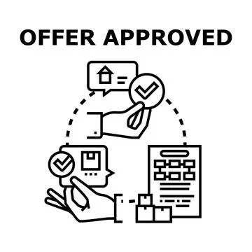 Offer approved agreement receiving confirmation Stock Illustration