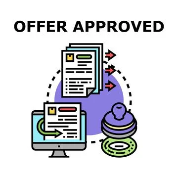 Offer approved concept presenting successful transaction process Illustrazione stock