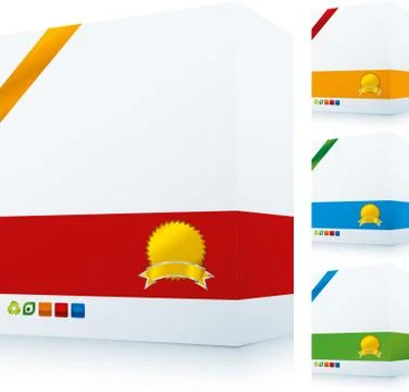 Offer box in 3D with copy space and color versions. Stock Illustration