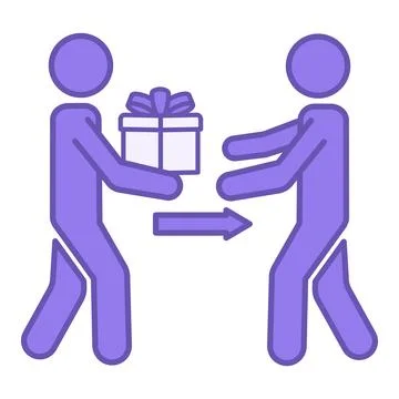 Offer Color Icon. Vector Icon. Man Giving Gift to Another Person. Holiday a.. イラスト素材