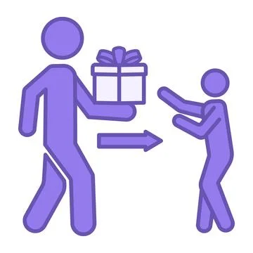 Offer Colored Icon. Vector Icon. Adult Man Giving Gift. Christmas and Holid.. イラスト素材