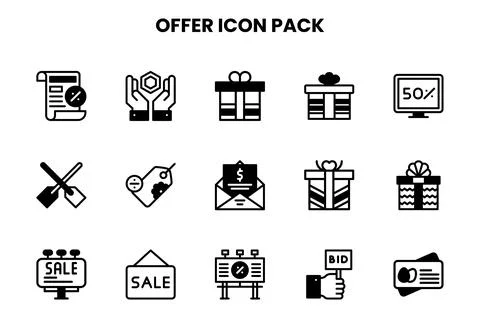 Offer DuoTone Bundle Icons Pack Stock Illustration