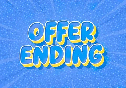 Offer ending text with bright blue background and yellow shadow Stock Illustration