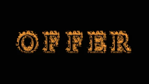 Offer fire text effect black background Stock Footage 136245884
