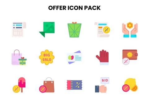 Offer Flat Bundle Icons Pack Stock Illustration