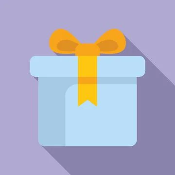 Offer gift box icon flat vector. Festivity offer party Ilustração Stock