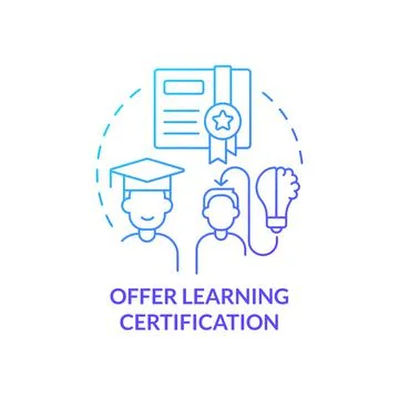 Offer learning certification blue gradient concept icon Stock Illustration