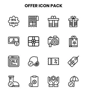 Offer Line Bundle Icons Pack Stock Illustration