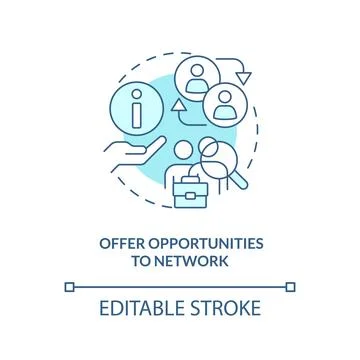 Offer opportunities to network blue concept icon Ilustración de archivo