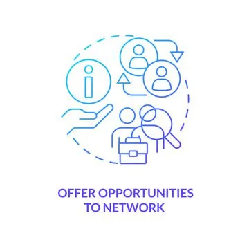 Offer opportunities to network blue gradient concept icon Stock Illustration
