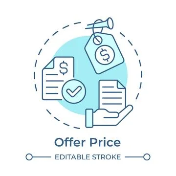 Offer price soft blue concept icon Stock Illustration