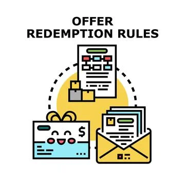 Offer redemption rules program with gift and mail Ilustração Stock