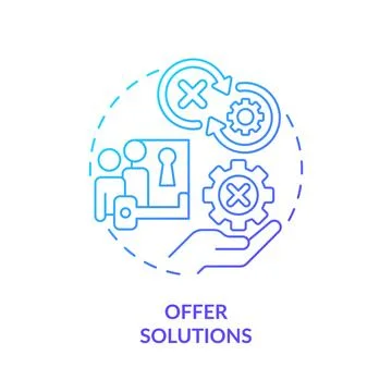 Offer solutions blue gradient concept icon Illustrazione stock
