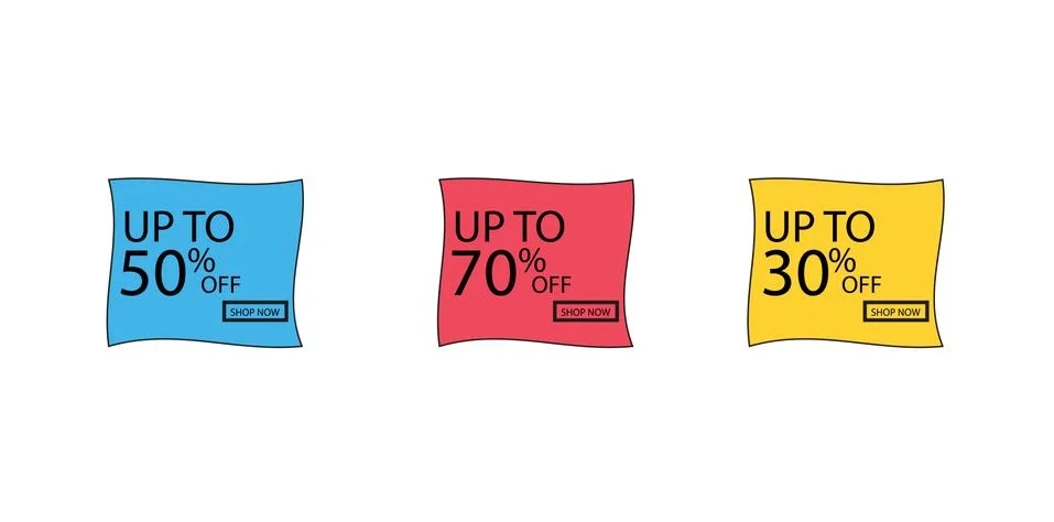 Offer tag set. Vector discount stickers. Collection stickers, price tags. Sale Stock Illustration