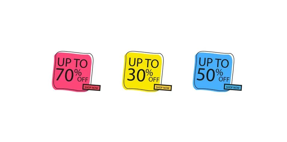 Offer tag set. Vector discount stickers. Collection stickers, price tags. Sale Stock Illustration