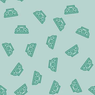 Offering bowl buddhism line vector seamless pattern Stock Illustration