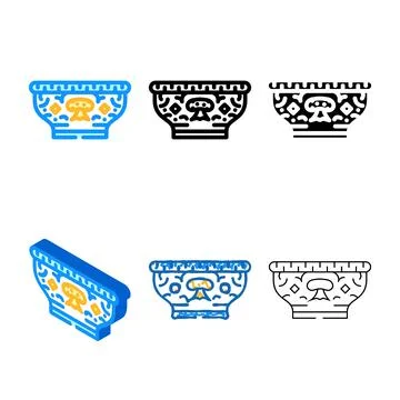Offering bowl buddhism multipack color icon vector Stock Illustration