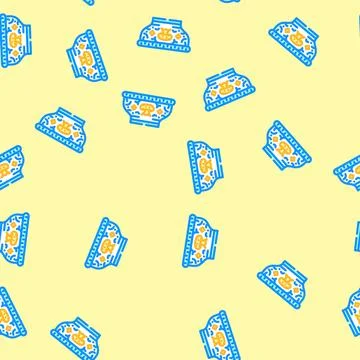 Offering bowl buddhism vector seamless pattern Stock Illustration