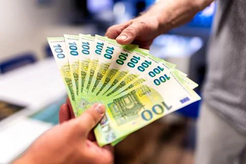 Offering bribes that are given in the form of euross cash. corruption concept Stock Photos