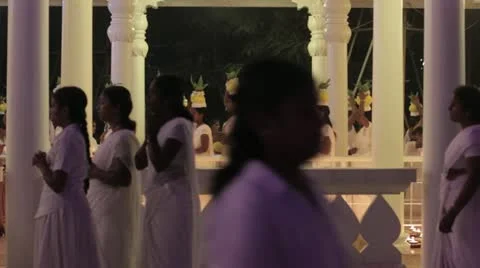 Offering ceremony with handmade candles in ashram Stock Footage 22225285