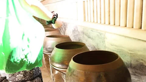 Offering Coins at Wat Pho Temple Stock Footage 313323367