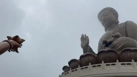 The offering of Devas to Tian Tan Buddha. POV shot Stock Footage 273190556