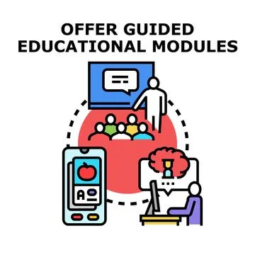Offering guided educational modules concept for learning Stock Illustration