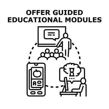 Offering guided educational modules concept for learning Stock Illustration