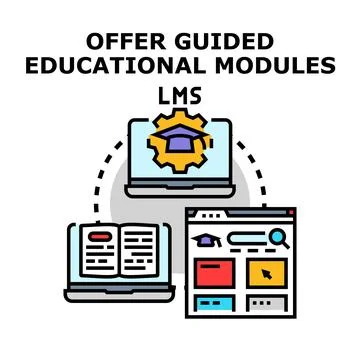 Offering guided educational modules through a learning management system Illustrazione stock