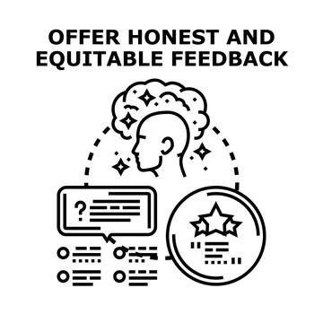Offering honest and equitable feedback process illustration Stock Illustration