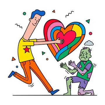 Offering Love to a Zombie Stock Illustration