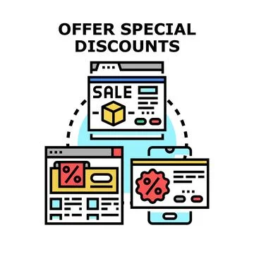 Offering special discounts for online e commerce promotion Stock Illustration