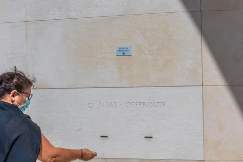 Offering stand in the Sanctuary of Fatima Stock Photos