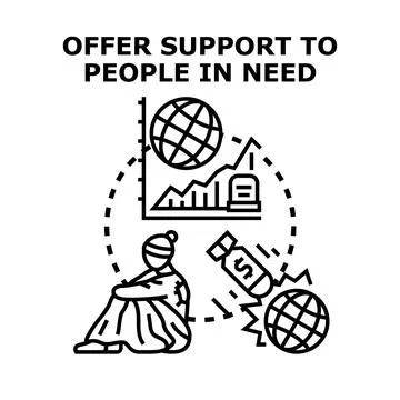 Offering support to people in need global crisis concept Stockillustratie