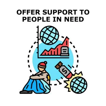 Offering support to people in need global crisis concept Stock Illustration