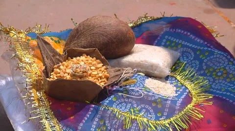 Offering at the temple at Badrinath in Uttarakhand, India Stock Footage 46580387