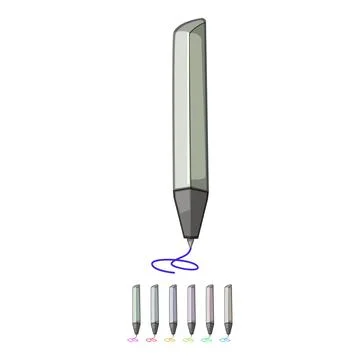 Office 3d pen cartoon vector graphic 스톡 일러스트